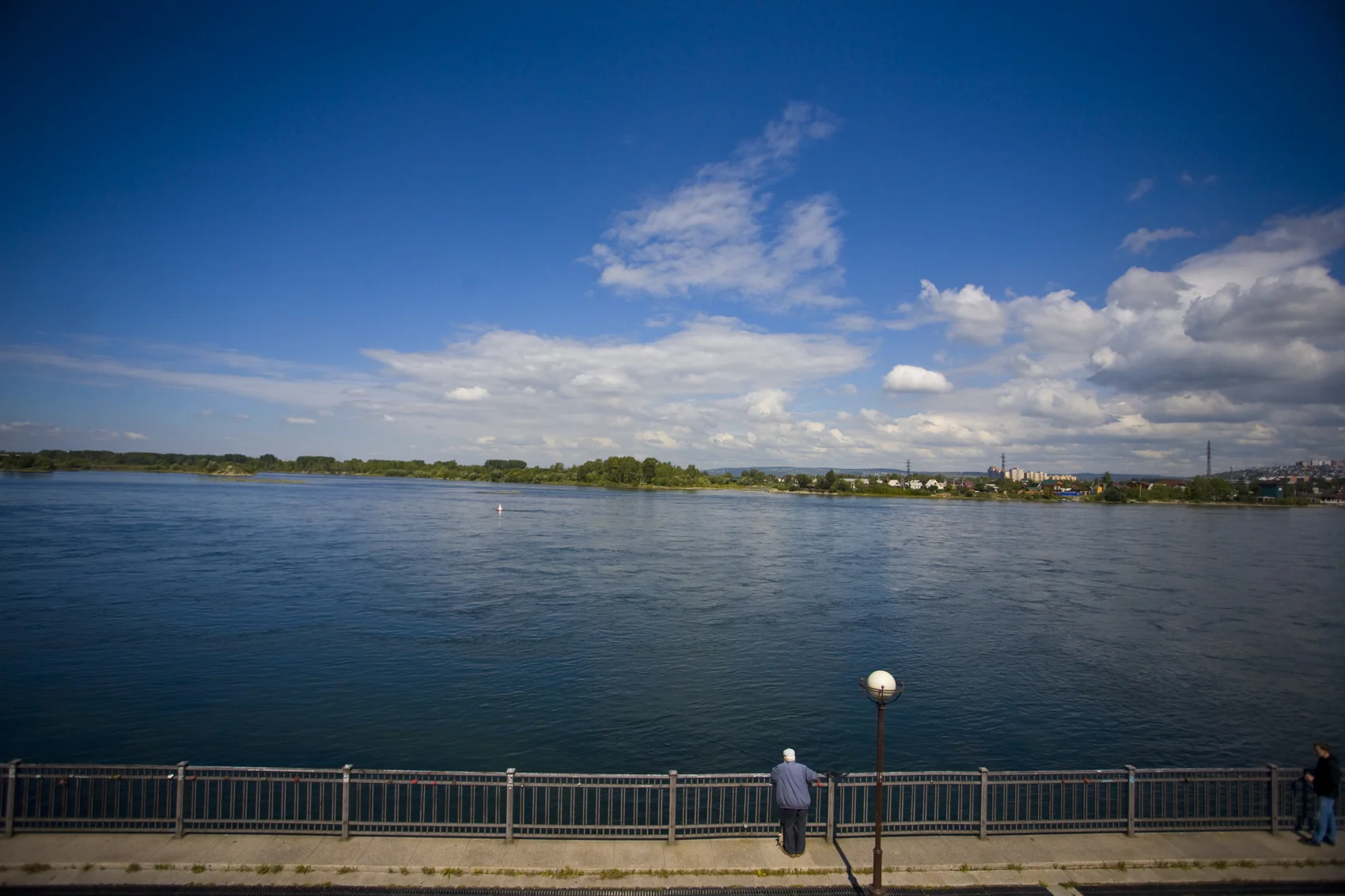 Angara River and distant Irkutsk city shoreline